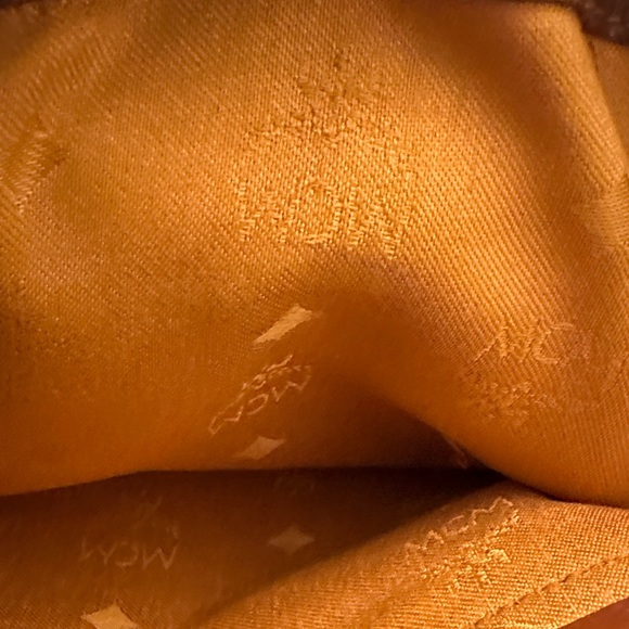 MCM Tan Monogram Satchel with Gold Accents - Picture 14 of 14